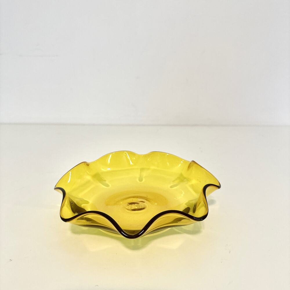 YELLOW BLENKO GLASS RUFFLED BOWL 7.25"
